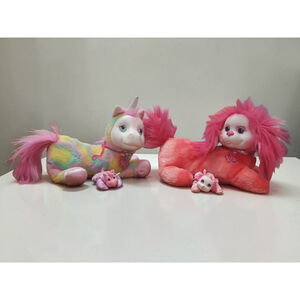 Lot of 2 Puppy Surprise & Pony Surprise Plush Pink Dog & Rainbow Unicorn Babies
